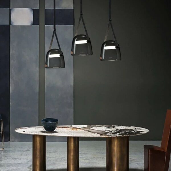 Lustre scandinave verre fumé