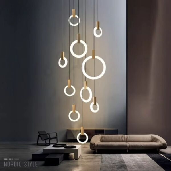 Lustre suspendu 10 anneaux