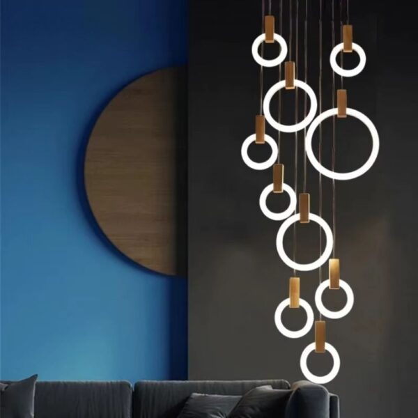 Lustre suspendu 10 anneaux