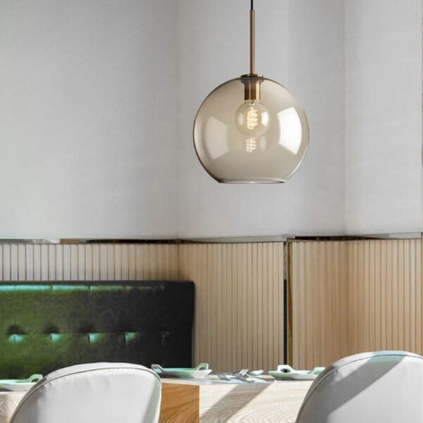 Lustre transparent rond en verre