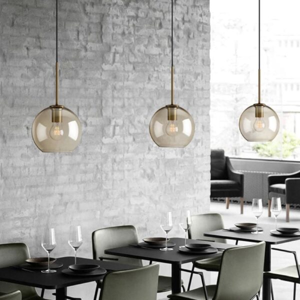 Lustre transparent rond en verre
