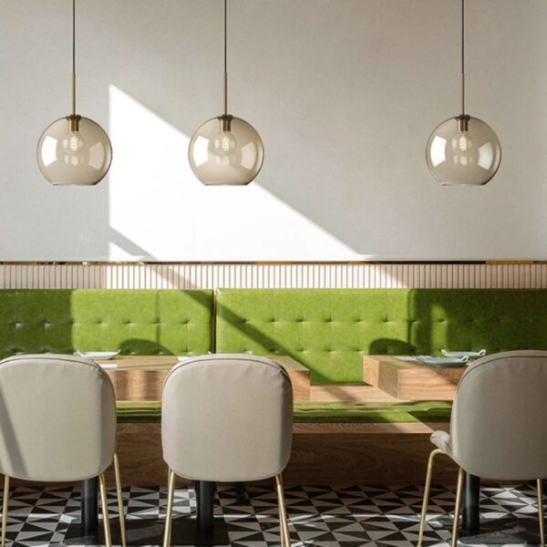 Lustre transparent rond en verre