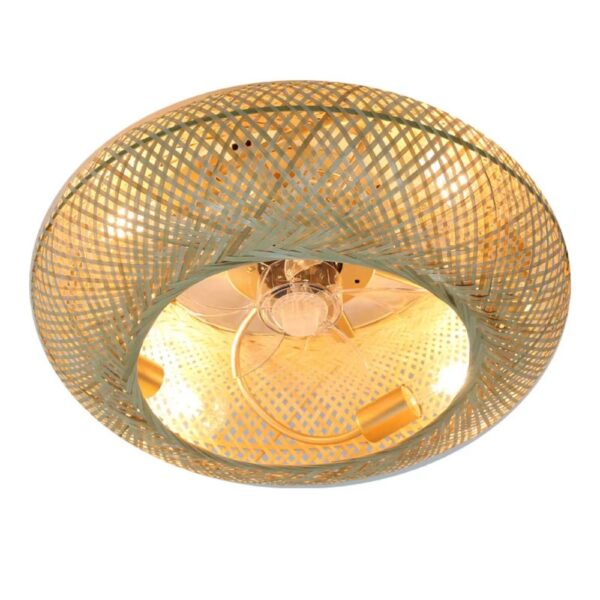 Lustre ventilateur rétro effet bambou