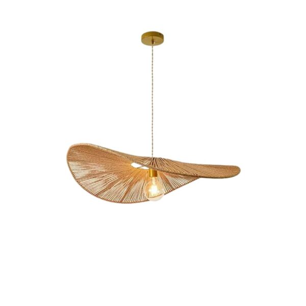 Lustre vertigo wabi sabi en rotin sur fond blanc