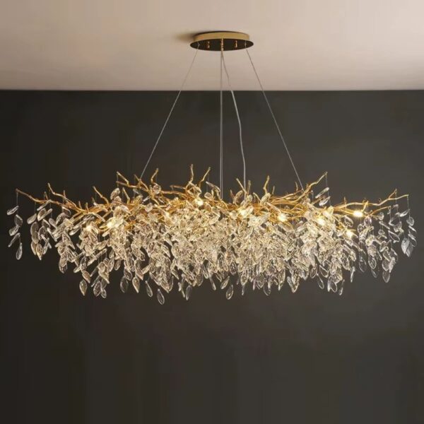 Lustre xxl chic en cristal sur fond gris